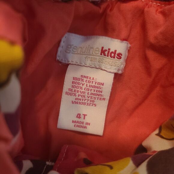 OshKosh Genuine Kids Girls 4T Floral Button Front Jacket Pink Purple Flowers - Picture 3 of 4